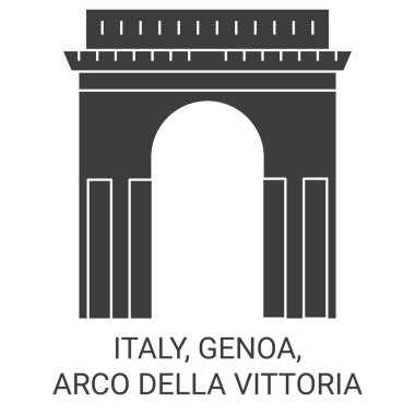 İtalya, Cenova, Arco Della Vittoria seyahat çizgisi çizgisi çizimi