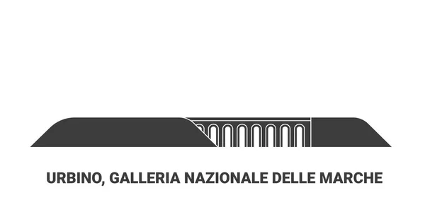 意大利 Urbino Galleria Nazionale Delle Marche 旅行地标线矢量图解 — 图库矢量图片
