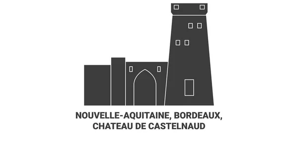 Franciaország Nouvelleaquitaine Bordeaux Chateau Castelnaud Utazás Mérföldkő Vonal Vektor Illusztráció — Stock Vector
