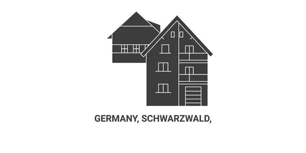 Tyskland Schwarzwald Resa Landmärke Linje Vektor Illustration — Stock vektor