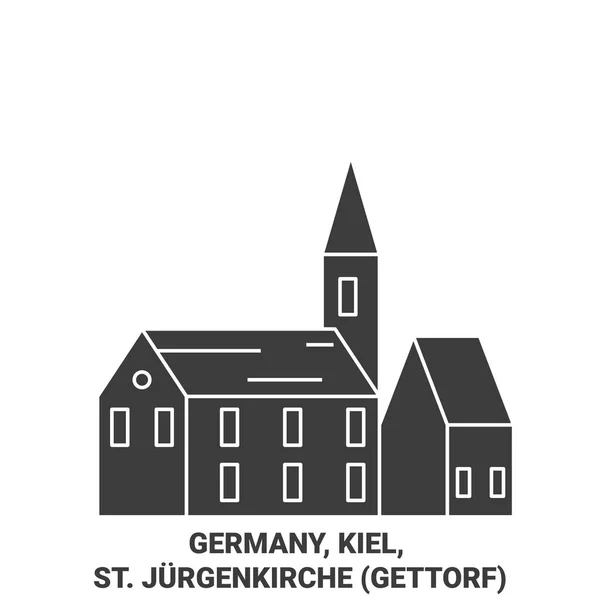 Niemcy Kiel Jurgenkirche Gettorf Podróży Punkt Orientacyjny Linii Wektor Ilustracja — Wektor stockowy