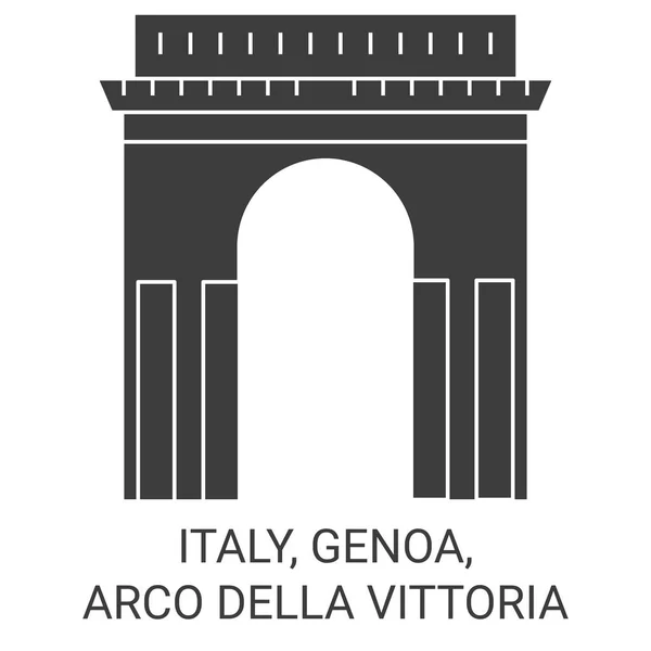 Italie Gênes Arco Della Vittoria Voyages Illustration Vectorielle Ligne Historique — Image vectorielle