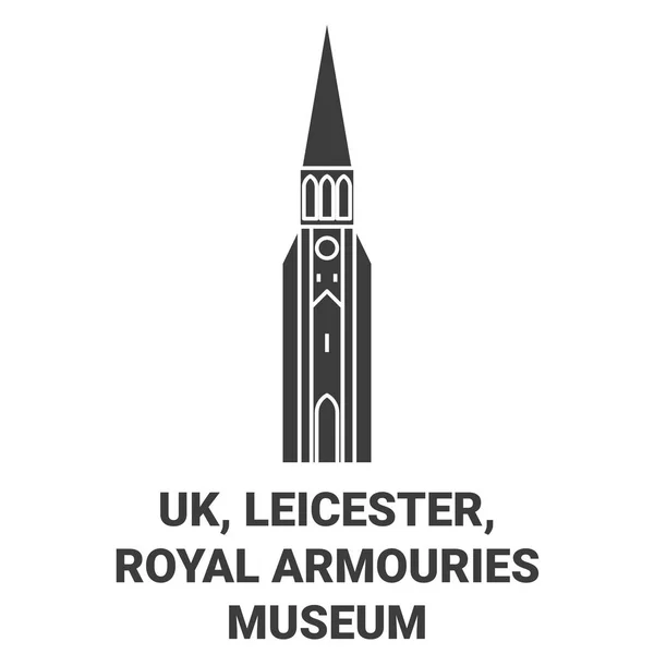 England Leicester Royal Armouries Museum Travel Landmark Line Vector Illustration — стоковий вектор