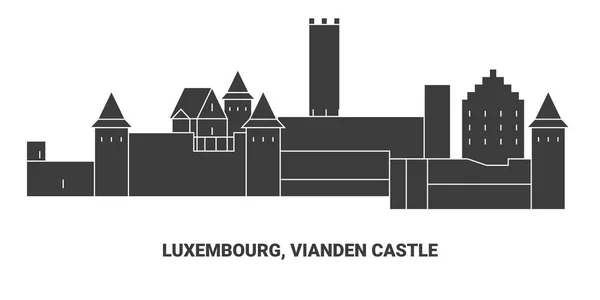 Luxembourg Château Vianden Illustration Vectorielle Ligne Repère Voyage — Image vectorielle