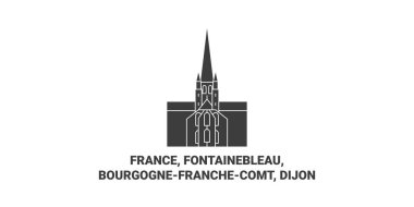 Fransa, Fontainebleau, Bourgognefranchecomt, Dijon seyahat çizgisi vektör ilüstrasyonu