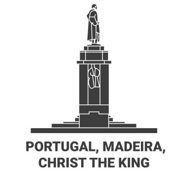 Portekiz, Madeira, İsa Kralın seyahat çizgisi vektör ilüstrasyonu
