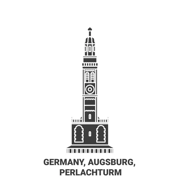 Niemcy Augsburg Perlachturm Podróży Punkt Orientacyjny Linia Wektor Ilustracja — Wektor stockowy