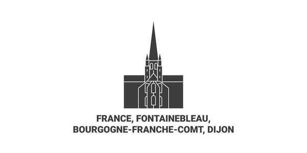 France Fontainebleau Bourgognefranchecomt Dijon Illustration Vectorielle Ligne Voyage — Image vectorielle