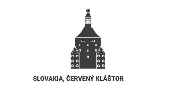 Eslováquia Cerveny Klastor Viagem Marco Linha Vetor Ilustração — Vetor de Stock