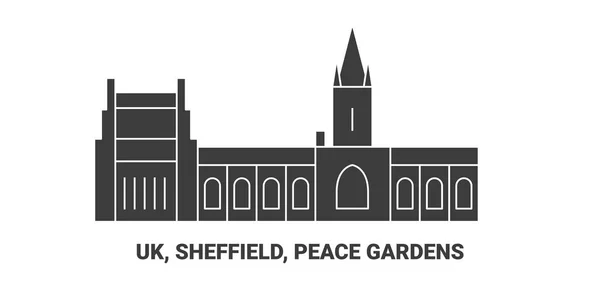 Inglaterra Sheffield Jardins Paz Ilustração Vetor Linha Referência Viagem — Vetor de Stock