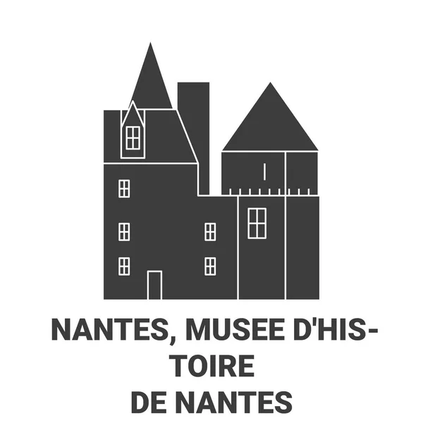Frankreich Nantes Musee Dhistoire Nantes Reise Meilenstein Linienvektorillustration — Stockvektor