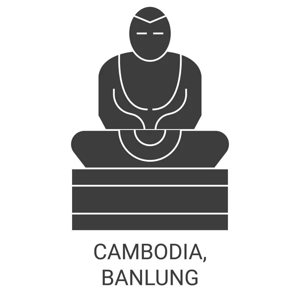 Cambodja Banlung Reizen Oriëntatiepunt Lijn Vector Illustratie — Stockvector