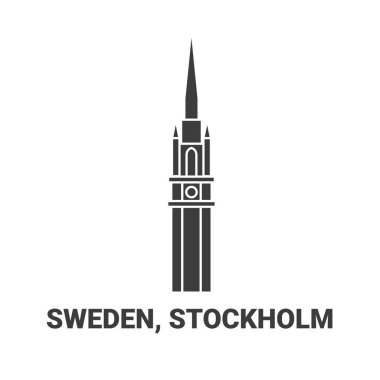 İsveç ve Stockholm seyahat çizgisi vektör illüstrasyonu