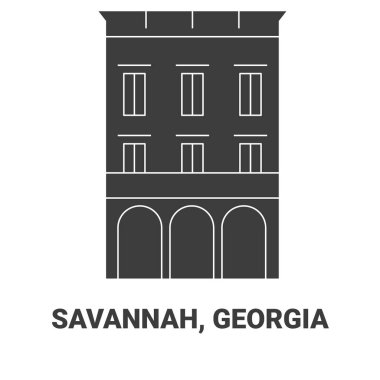 Amerika Birleşik Devletleri, Savannah ve Gürcistan seyahat çizgisi vektör ilüstrasyonu