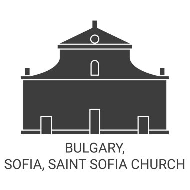 Bulgary, Sofya ve Saint Sofia Kilisesi tarihi çizgili vektör ilüstrasyonunu gezdiler