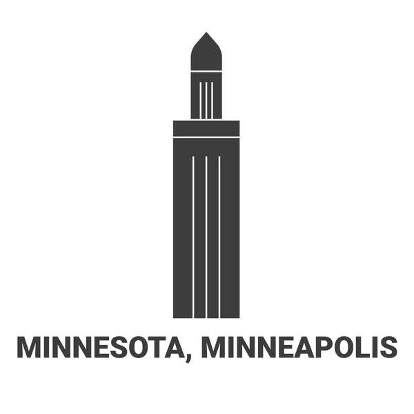 Estados Unidos Minnesota Minneapolis Viaje Hito Línea Vector Ilustración — Vector de stock