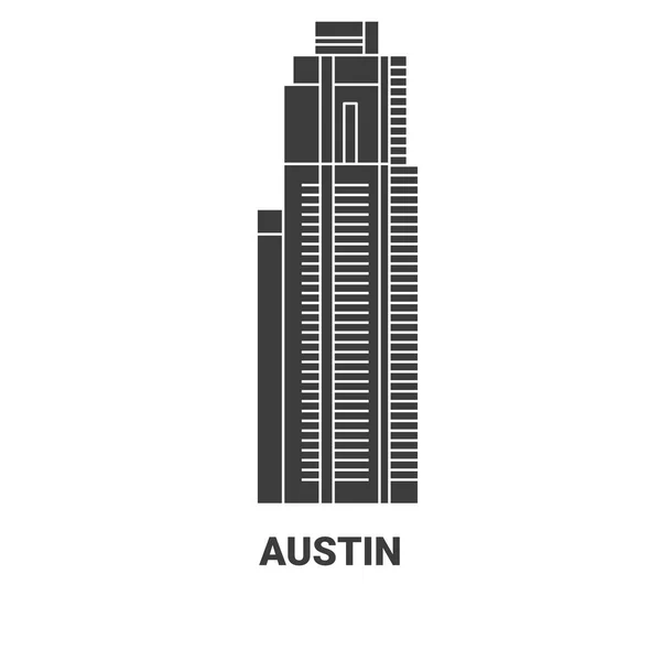 Usa Austin Podróży Punkt Orientacyjny Linii Wektor Ilustracja — Wektor stockowy