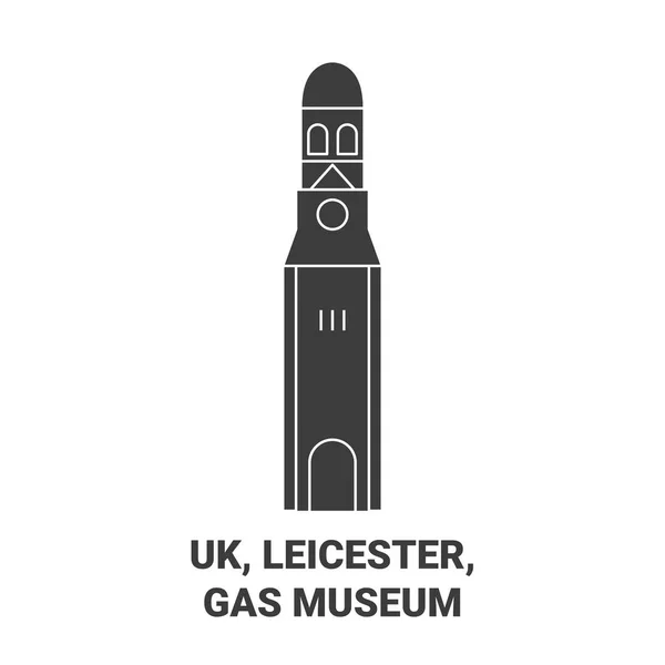 Storbritannien Leicester Gas Museum Resa Landmärke Linje Vektor Illustration — Stock vektor
