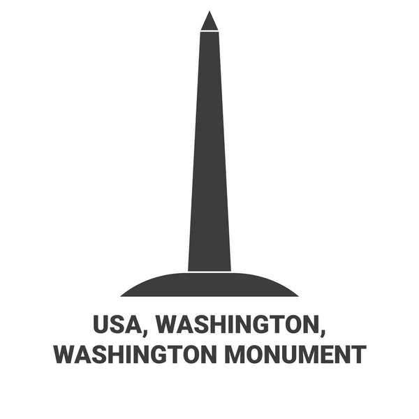 Usa Washington Washington Monument Reizen Oriëntatiepunt Lijn Vector Illustratie — Stockvector