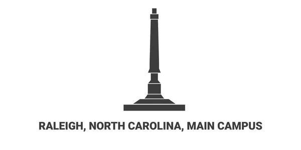 États Unis Raleigh Caroline Nord Campus Principal Illustration Vectorielle Ligne — Image vectorielle
