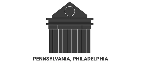 United States Pennsylvania Philadelphia Travel Landmark Line Vector Illustration — Stock Vector