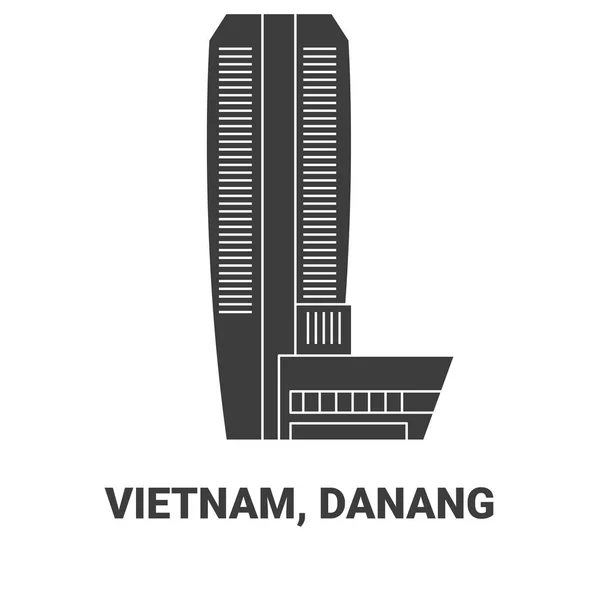 ベトナム ダナン旅行ランドマークラインベクトルイラスト — ストックベクタ