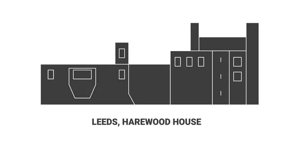 Leeds Harewood Evi Seyahat Çizgisi Vektör Ilüstrasyonu — Stok Vektör