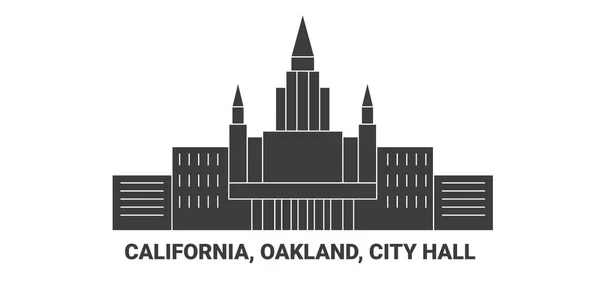 Estados Unidos California Oakland City Hall Viaje Hito Línea Vector — Vector de stock