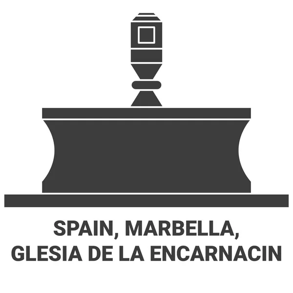España Marbella Glesia Encarnacin Viaje Hito Línea Vector Ilustración — Vector de stock