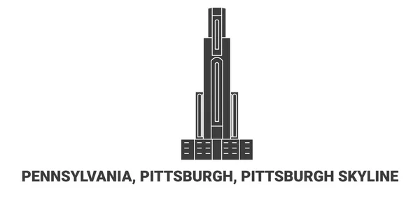United States Pennsylvania Pittsburgh Pittsburgh Skyline Travel Landmark Line Vector — Stock Vector