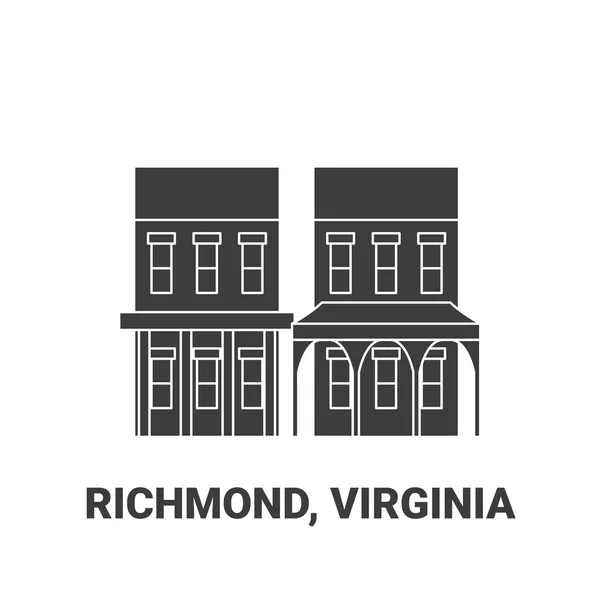 United States Richmond Virginia Travel Landmark Line Vector Illustration — Stock Vector