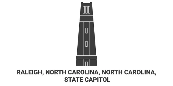 États Unis Raleigh Caroline Nord Caroline Nord State Capitol Travel — Image vectorielle