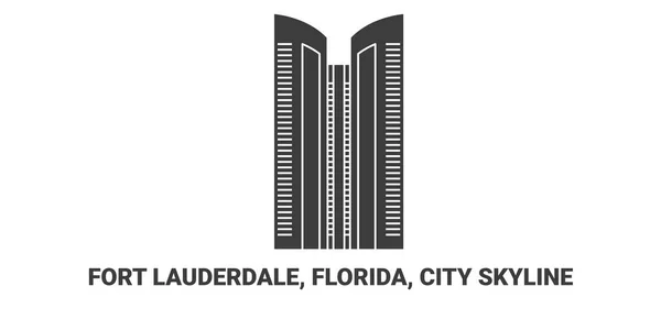 Verenigde Staten Fort Lauderdale Florida City Skyline Reizen Oriëntatiepunt Vector — Stockvector