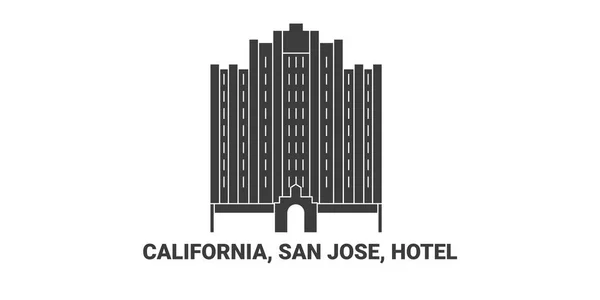 Сша Каліфорнія Сан Хосе Готель Ілюстрації Про Лінію Маршруту — стоковий вектор