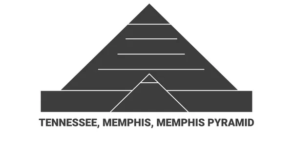田纳西州 孟菲斯 孟菲斯金字塔 旅行地标线矢量图解 — 图库矢量图片