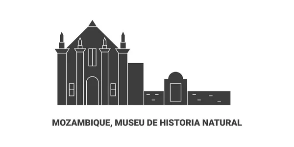 Moçambique Museu Historia Naturlig Resa Landmärke Linje Vektor Illustration — Stock vektor