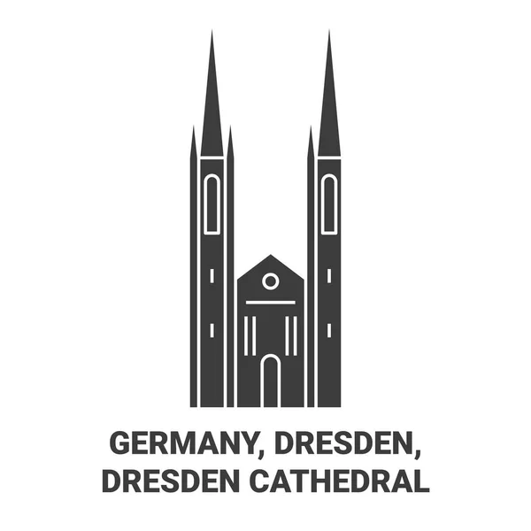 Alemania Dresde Dresde Catedral Viaje Hito Línea Vector Ilustración — Archivo Imágenes Vectoriales