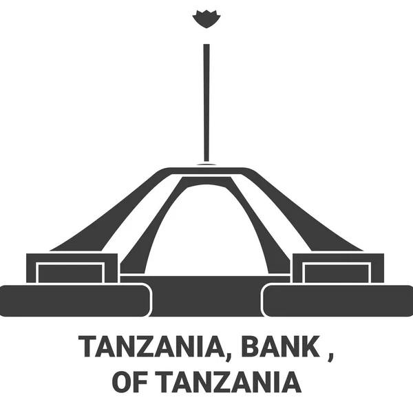 Tanzania Banco Tanzania Viaje Hito Línea Vector Ilustración — Vector de stock