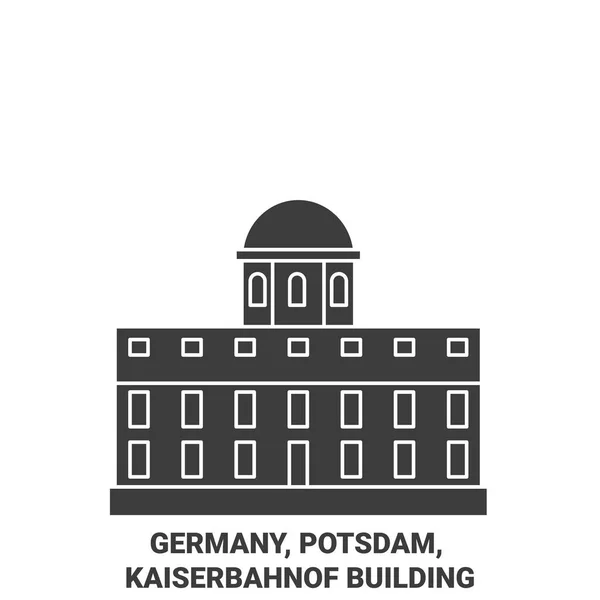 Tyskland Potsdam Kaiserbahnof Byggnad Resa Landmärke Linje Vektor Illustration — Stock vektor