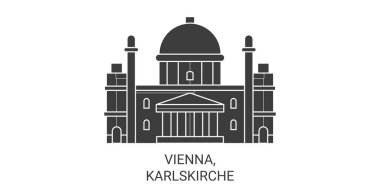 Avusturya, Viyana, Karlskirche seyahat çizgisi vektör ilüstrasyonu