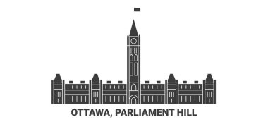 Kanada, Ottawa, Parliament Hill, seyahat çizgisi vektör illüstrasyonu