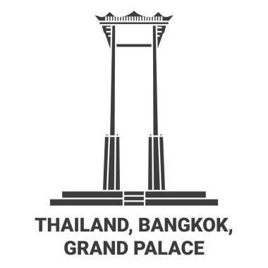 Tayland, Bangkok, Grand Palace seyahat çizgisi vektör ilüstrasyonu