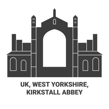 Uk, West Yorkshire, Kirkstall Abbey seyahat çizgisi çizgisi çizimi