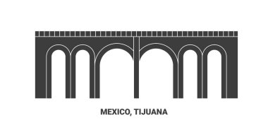 Meksika ve Tijuana seyahat tarihi vektör çizelgesi çizimi