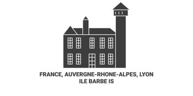 Fransa, Auvergnerh, Nealpes, Lyonle Barbe Seyahat çizgisi vektör çizimi