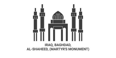 Iraq, Baghdad, Alshaheed, Martyrs Monument, travel landmark line vector illustration clipart