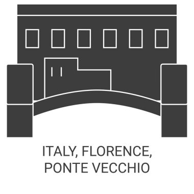 İtalya, Floransa ve Ponte Vecchio seyahat çizgisi çizimi