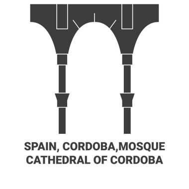 İspanya, Cordoba, Cordoba Camii seyahat çizgisi çizgisi çizimi