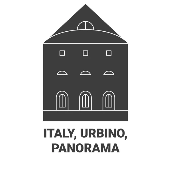 意大利 乌尔比诺 全景旅行地标线矢量图解 — 图库矢量图片