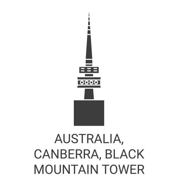 オーストラリア キャンベラ ブラックマウンテンタワー旅行ランドマークラインベクトルイラスト — ストックベクタ